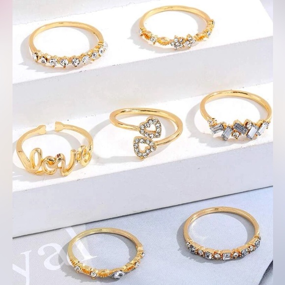 7 Piece : Rhinestone Decor Rings - Picture 2 of 2